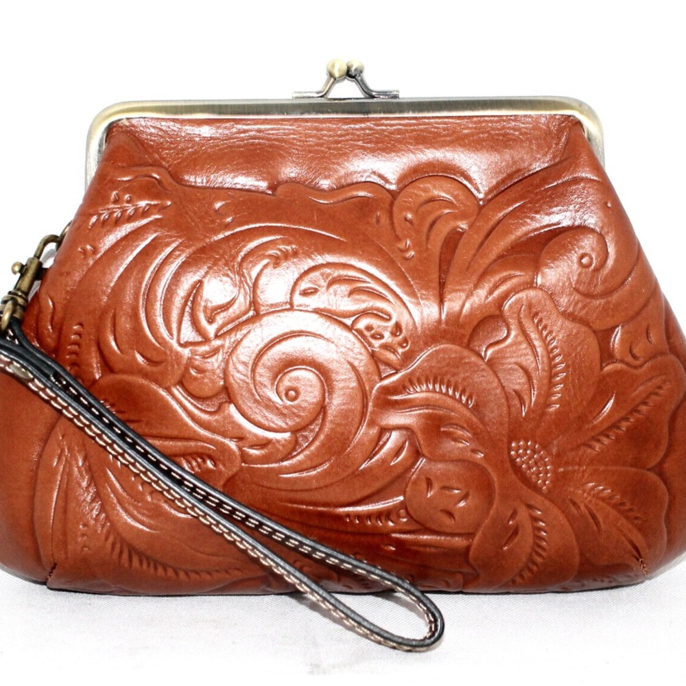 Patricia Nash Savana clutch tooled leather bag